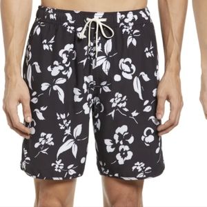 NWT The Anchor Swim Trunks FAIR HARBOR Black Floral Size Large